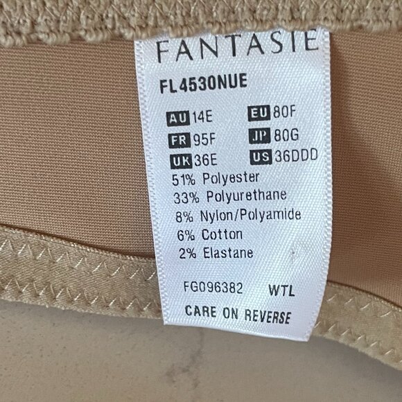 Fantasie Smoothing Moulded Strapless‎ Bra Nude, Size 36DDD /36F - Picture 4 of 6